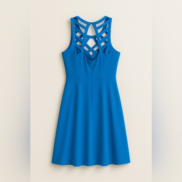 Guess Blue Flared Sleeveless Dress | Size 8 | Summer Wedding Vacation Ready - Picture 4 of 4